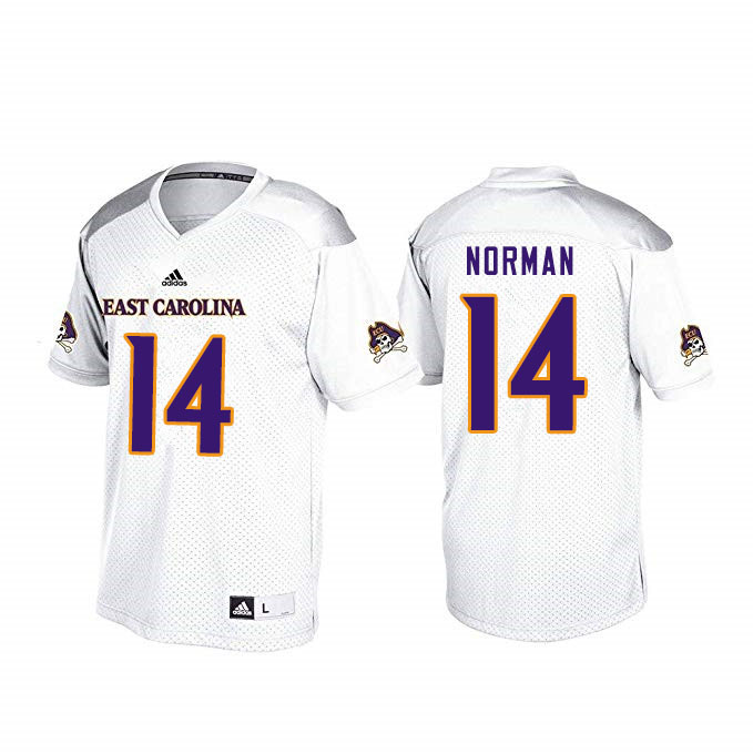 Men #14 Caiden Norman ECU Pirates College Football Jerseys Sale-White